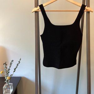 Aritzia / Babaton Sculpt Knit Square Neck Tank - Waist Length (Black)